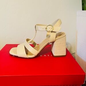 Elegant Cream Block Heel Sandals